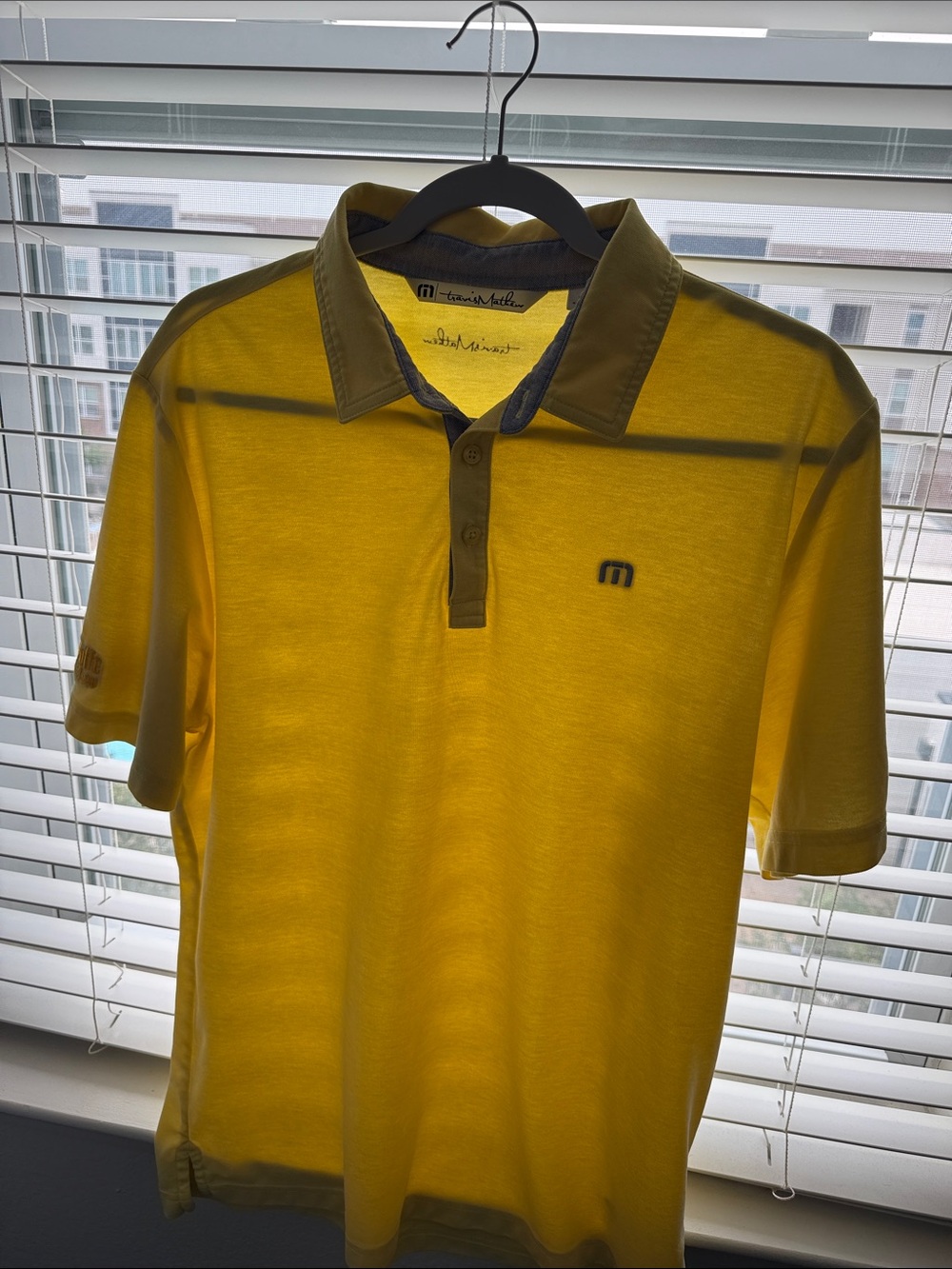 Travis Mathew Men’s Yellow Polo with Gray Trim - Picture 6 of 7
